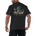 Octopus Reading Book Coffee Book Lover Bookworm Nerd Men's Back Print T-Shirt
