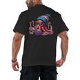 Octopus Reading Book Kraken Book Lover Men's Back Print T-Shirt Octopus Reading Book Kraken Book Lover Men's Back Print T-Shirt