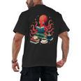Octopus Reading Books Tea Coffee Men's Back Print T-Shirt
