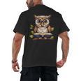 Owl Reading A Book Perched On A Branch Bookworm Men's Back Print T-Shirt Owl Reading A Book Perched On A Branch Bookworm Men's Back Print T-Shirt