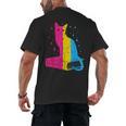 Pansexual Pride Celestial Cat Sitting Book LGBTQ Pan Colors Men Women Men's Back Print T-Shirt