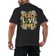 Peace Love Books Librarian Teacher Life Book Library Men's Back Print T-Shirt Peace Love Books Librarian Teacher Life Book Library Men's Back Print T-Shirt