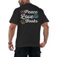Peace Love Books Read Book Reading Librarian Across America Men's Back Print T-Shirt Peace Love Books Read Book Reading Librarian Across America Men's Back Print T-Shirt