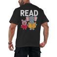 Pig Elephant Reading Cute Book Lover Bookworm Boys Girls Kid Men's Back Print T-Shirt