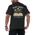 Plot Twist I'm Pregnant Literary Pregnancy Announcement Book Men's Back Print T-Shirt