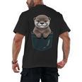Pocket Otter Lover Introvert Cute Animal Fun Surprise Men's Back Print T-Shirt Pocket Otter Lover Introvert Cute Animal Fun Surprise Men's Back Print T-Shirt