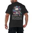 Psychological Thriller Reader Fan Skull Flowers Books Men's Back Print T-Shirt Psychological Thriller Reader Fan Skull Flowers Books Men's Back Print T-Shirt