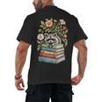 Raccoon Books Reading Flowers Men's Back Print T-Shirt Raccoon Books Reading Flowers Men's Back Print T-Shirt