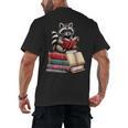 Raccoon Reading Books Matching Bookworm Readers Librarian Men's Back Print T-Shirt Raccoon Reading Books Matching Bookworm Readers Librarian Men's Back Print T-Shirt