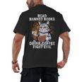 Read Banned Books Drink Coffee Fight Evil Cat Men's Back Print T-Shirt Read Banned Books Drink Coffee Fight Evil Cat Men's Back Print T-Shirt