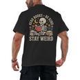 Read Books Be Kind Stay Weird Skeleton Reading Book Men's Back Print T-Shirt Read Books Be Kind Stay Weird Skeleton Reading Book Men's Back Print T-Shirt