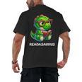 Readasaurus Reading Dinosaur Book Reader Bookworm Men's Back Print T-Shirt