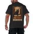 The Reader Cat Book Reading Halloween Tarot Card Men's Back Print T-Shirt The Reader Cat Book Reading Halloween Tarot Card Men's Back Print T-Shirt