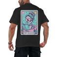 The Reader Retro Reading Skeleton Books Flowers Tarot Card Men's Back Print T-Shirt