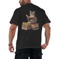 Reading Cat Book Lover Men's Back Print T-Shirt