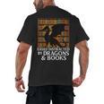 Reading Dragon Easily Distracted By Dragons And Books Men's Back Print T-Shirt Reading Dragon Easily Distracted By Dragons And Books Men's Back Print T-Shirt