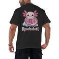 Readsalotl Axolotl Reading Cute Book Lover Bookworm Men's Back Print T-Shirt Readsalotl Axolotl Reading Cute Book Lover Bookworm Men's Back Print T-Shirt
