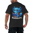 Readsolotl Blue Kawaii Axolotl Book Lover Reading Men's Back Print T-Shirt