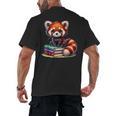 Red Panda Books Lover Reading Bookworm Men's Back Print T-Shirt