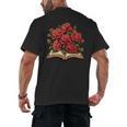 Red Roses Flowers Book Floral Men's Back Print T-Shirt