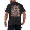 Retro Floral Red & Booked Library Reading 4th Of July Men's Back Print T-Shirt Retro Floral Red & Booked Library Reading 4th Of July Men's Back Print T-Shirt