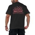 Retro Grow In Grace Wildflower Book Christian Bible Verse Men's Back Print T-Shirt