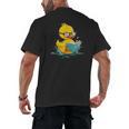 Rubber Duck Reading Book Reader Books Rubber Duckie Men's Back Print T-Shirt