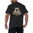 Siamese Cat Reading Book How To Train Your Human Humorous Men's Back Print T-Shirt