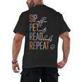 Sip Coffee Pet Cats Read Books Repeat Book Cat Lover Men's Back Print T-Shirt
