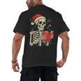 Skeleton Reading Book Christmas Teacher Librarian Book Lover Men's Back Print T-Shirt