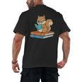 Squirrel Reading Book Glasses Bookworm Librarian Men's Back Print T-Shirt Squirrel Reading Book Glasses Bookworm Librarian Men's Back Print T-Shirt