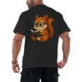 Squirrel Reading Book Lover Men's Back Print T-Shirt Squirrel Reading Book Lover Men's Back Print T-Shirt