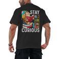 Stay Curious Monkey Reading Book Lover Bookworm Men's Back Print T-Shirt