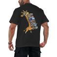 Teacher Shirt Giraffe Holding Books Bookworm Librarian Men's Back Print T-Shirt Teacher Shirt Giraffe Holding Books Bookworm Librarian Men's Back Print T-Shirt