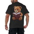 Teddy Bear Reading a Book Men's Back Print T-Shirt