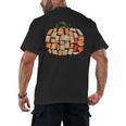 Thanksgiving Fall Books Pumpkins Vintage Library Teacher Kid Men's Back Print T-Shirt