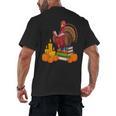 Turkey Reading Books Fall Thanksgiving Teacher Book Men's Back Print T-Shirt