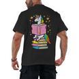 Unicorn Read Reading Book Librarian America Girls Women Men's Back Print T-Shirt Unicorn Read Reading Book Librarian America Girls Women Men's Back Print T-Shirt