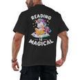 Unicorn Teacher Reading Is Magical Book Men's Back Print T-Shirt Unicorn Teacher Reading Is Magical Book Men's Back Print T-Shirt