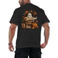Vintage Ghost Book Reading Pumpkin Gothic Halloween Teachers Men's Back Print T-Shirt Vintage Ghost Book Reading Pumpkin Gothic Halloween Teachers Men's Back Print T-Shirt
