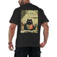 Vintage Japanese Cat Book Lovers Librarian Cat Dad Teacher Men's Back Print T-Shirt Vintage Japanese Cat Book Lovers Librarian Cat Dad Teacher Men's Back Print T-Shirt