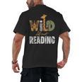 Wild About Reading Books Animal Theme Bookworm Library Day Men's Back Print T-Shirt