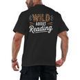 Wild About Reading Books Reader Lover Bookworm Leopard Print Men's Back Print T-Shirt