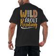 Wild About Reading Lover Bookworm Library Teacher Zoo Animal Men's Back Print T-Shirt Wild About Reading Lover Bookworm Library Teacher Zoo Animal Men's Back Print T-Shirt