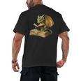 Women's Dragon Bookworm Reading Book Graphic Men's Back Print T-Shirt Women's Dragon Bookworm Reading Book Graphic Men's Back Print T-Shirt