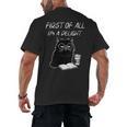 Women's First Of All I’m A Delight Cute Cat Books Coffee Humor Men's Back Print T-Shirt