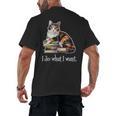 Womens Girls Books I Do What I Want Calico Cat Lover Men's Back Print T-Shirt