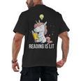 Women's Reading Is Lit Unicorn Library English Teacher Book Lover Men's Back Print T-Shirt