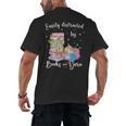 Yarn Quote Easily Distracted By Books And Yarn Reader Men's Back Print T-Shirt