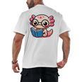 Adorable Book Lover Axolotl With Reading Glasses Cute Men's Back Print T-Shirt Adorable Book Lover Axolotl With Reading Glasses Cute Men's Back Print T-Shirt